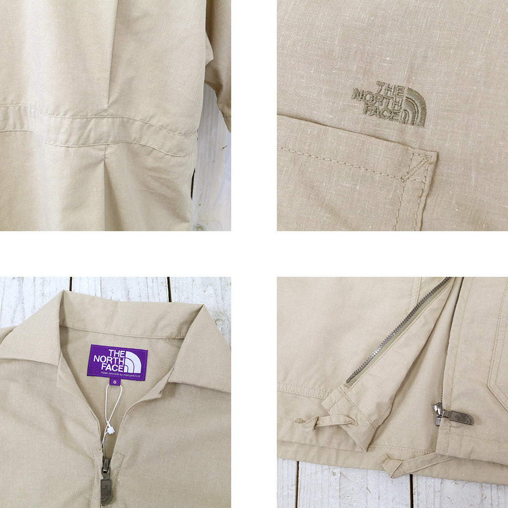 THE NORTH FACE PURPLE LABEL『Polyester Linen Field H/S Zip Shirt』(Beige)