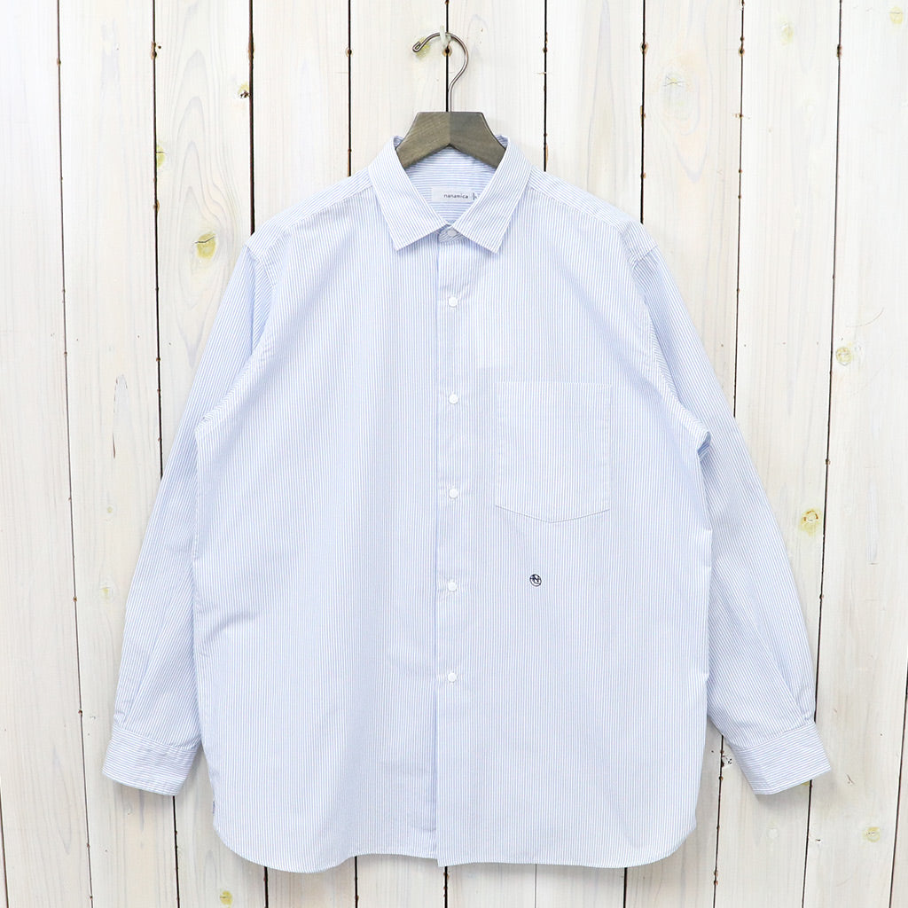nanamica『Regular Collar Stripe Wind Shirt』(Sax)