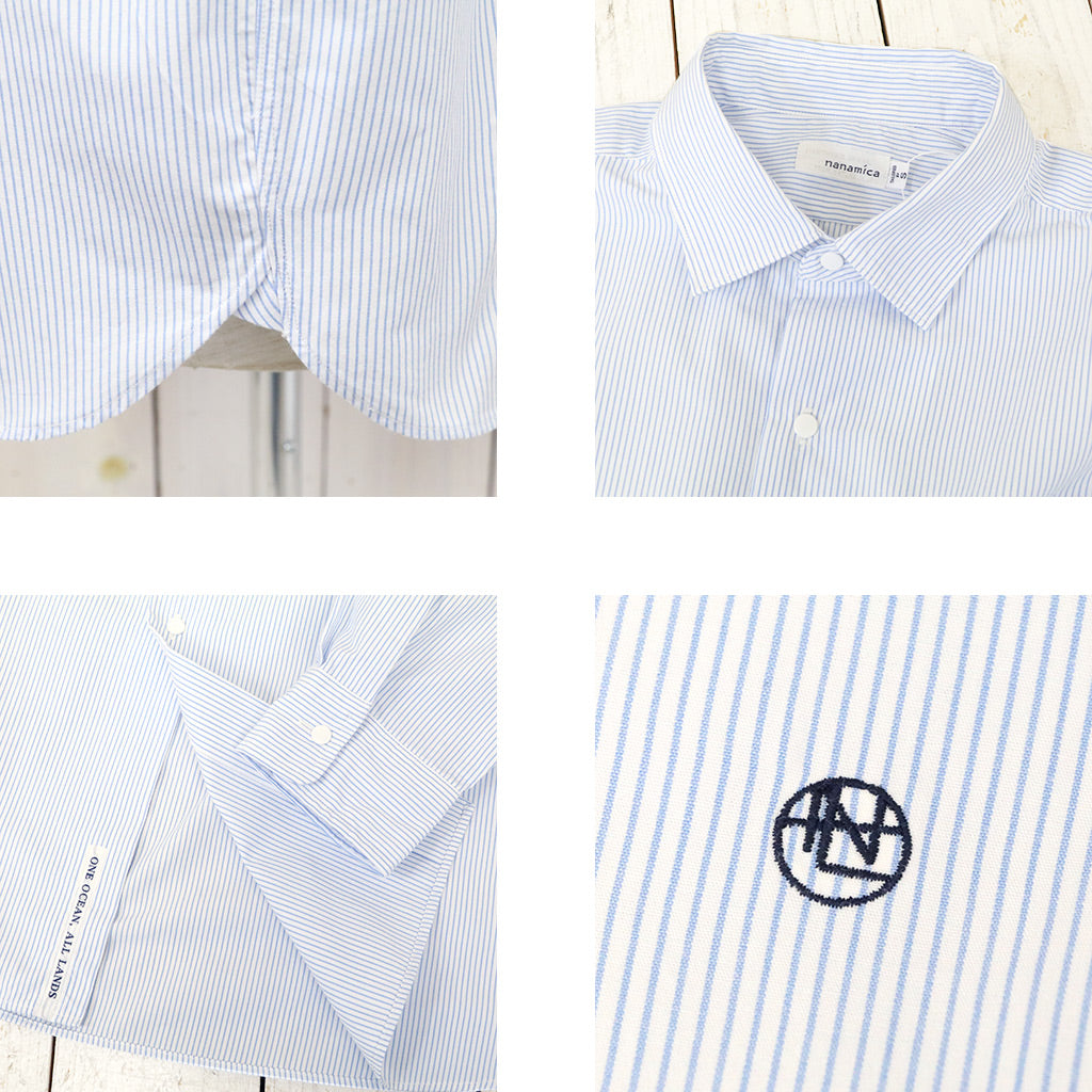 nanamica『Regular Collar Stripe Wind Shirt』(Sax) – Reggieshop