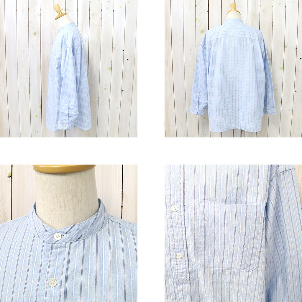 nanamica『Band Collar Dobby Stripe Shirt』(Sax) – Reggieshop
