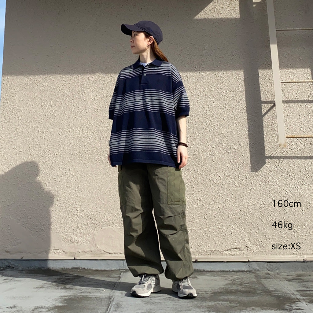 nanamica『Stripe Polo Sweater』(Navy)