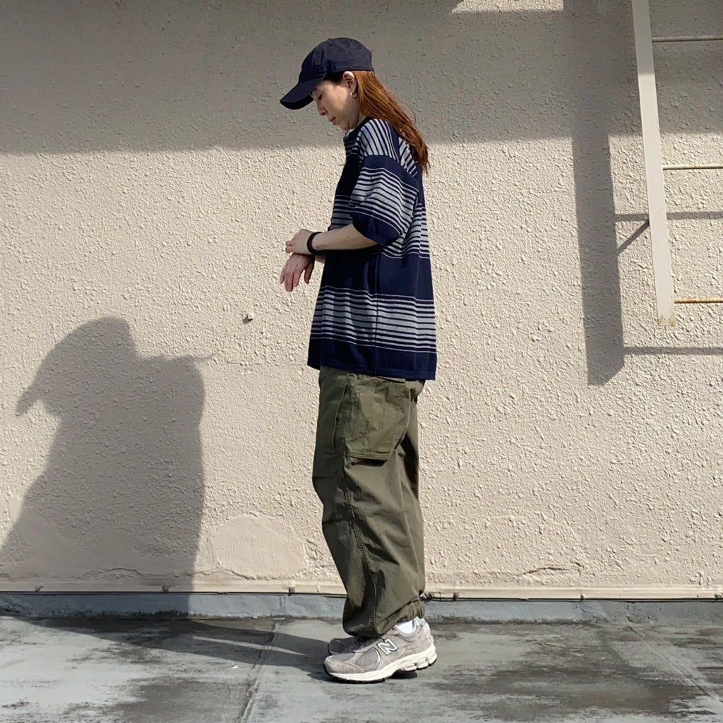 nanamica『Stripe Polo Sweater』(Navy)
