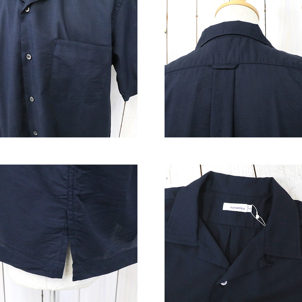 nanamica『Open Collar Panama S/S Shirt』(Navy)