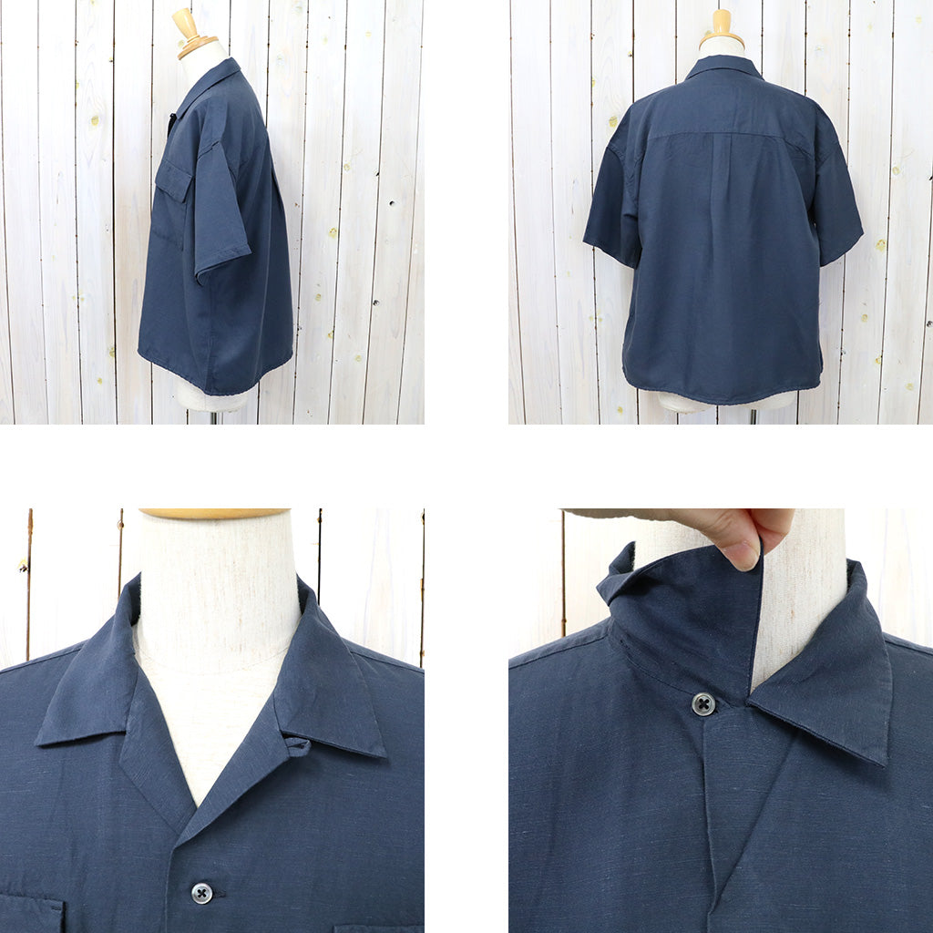 nanamica『Open Collar Cupra Hemp S/S Shirt』(Navy)