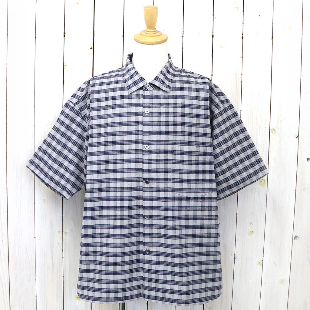 nanamica『Cotton Silk PALAKA Check S/S Shirt』(Navy)