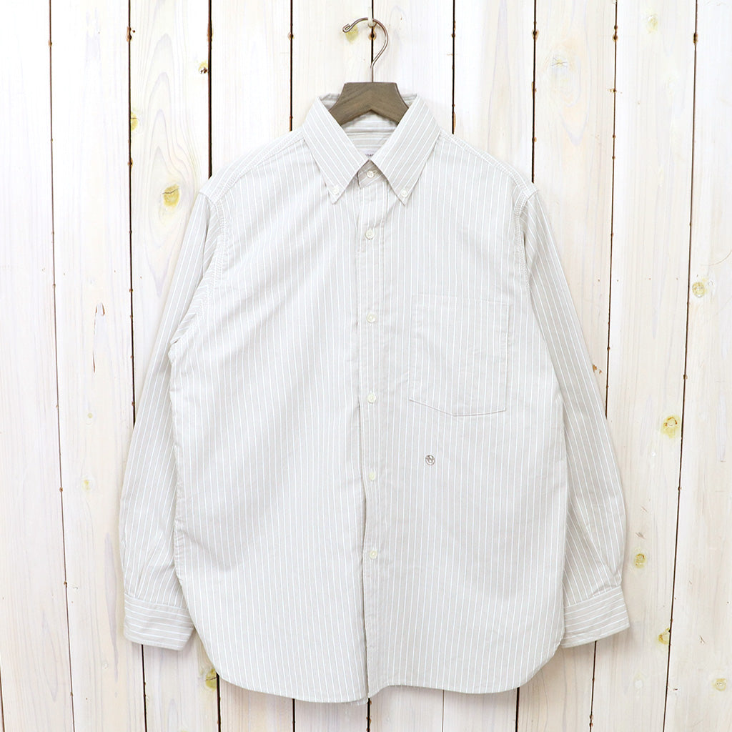 nanamica : Button Down Stripe Wind Shirt (Beige) – Reggieshop