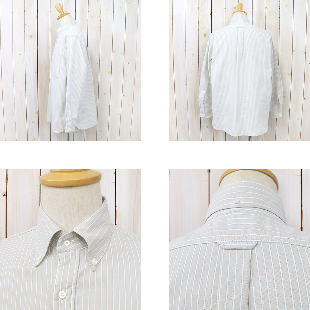 nanamica : Button Down Stripe Wind Shirt (Beige)