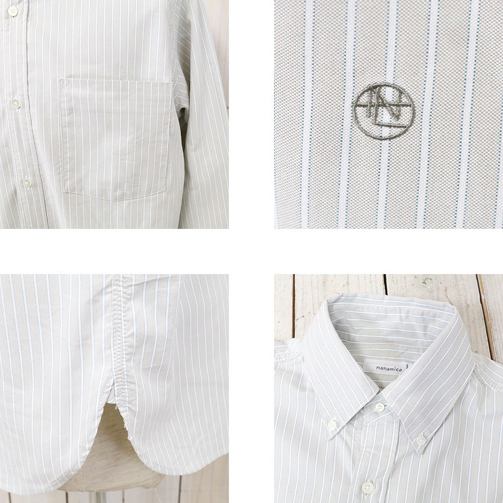 nanamica : Button Down Stripe Wind Shirt (Beige)