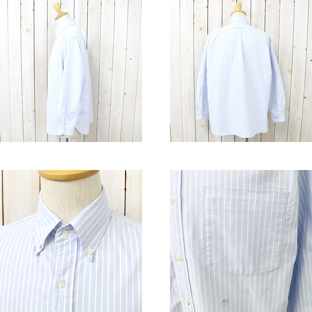 nanamica : Button Down Stripe Wind Shirt (Navy)