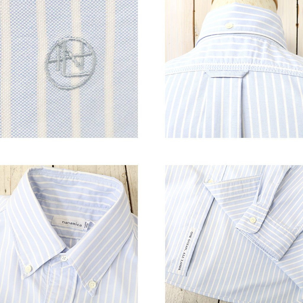 nanamica : Button Down Stripe Wind Shirt (Navy)