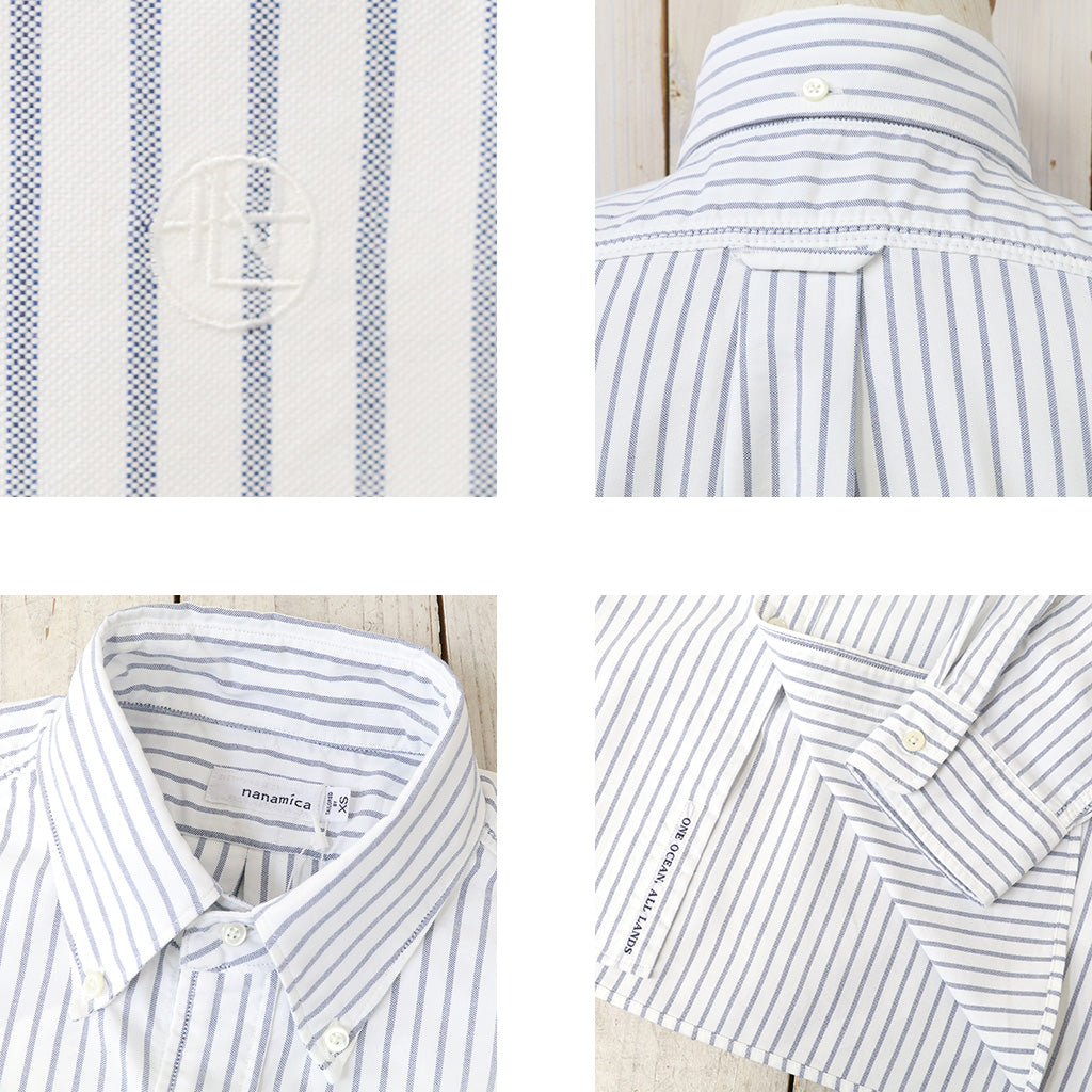 nanamica『Button Down Stripe Wind Shirt』(White)