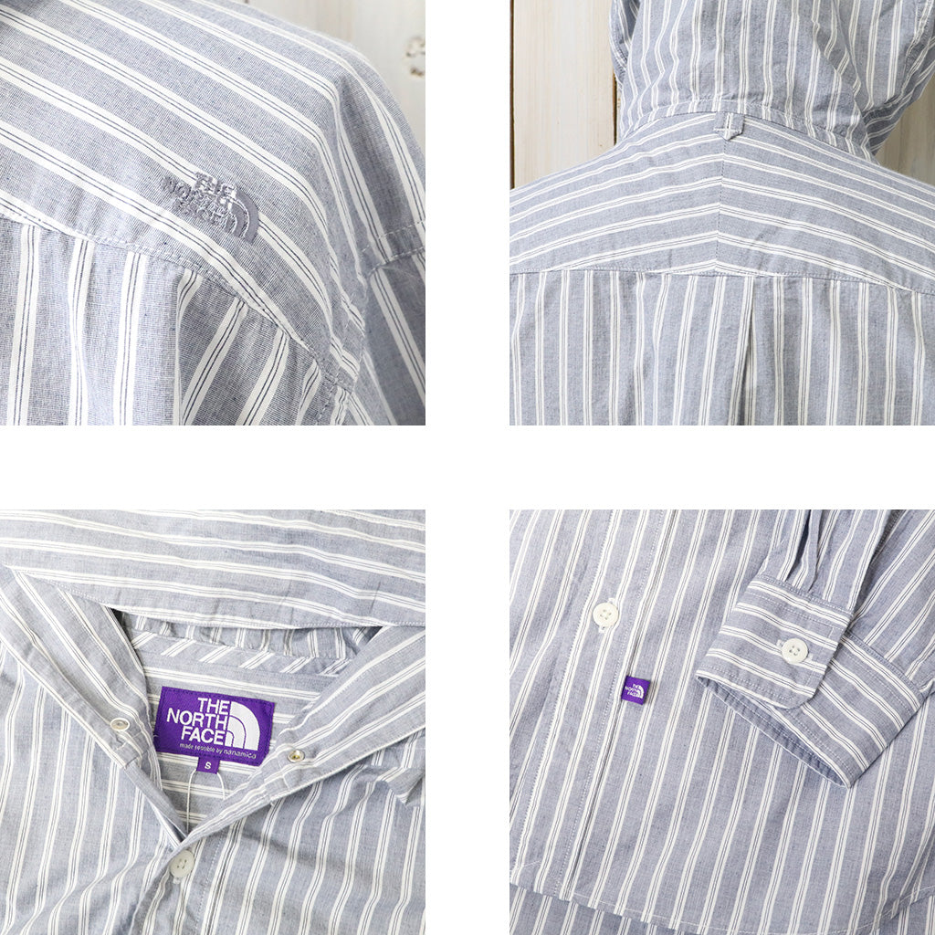 THE NORTH FACE PURPLE LABEL『Mountain Striped Hooded Shirt』(Navy)