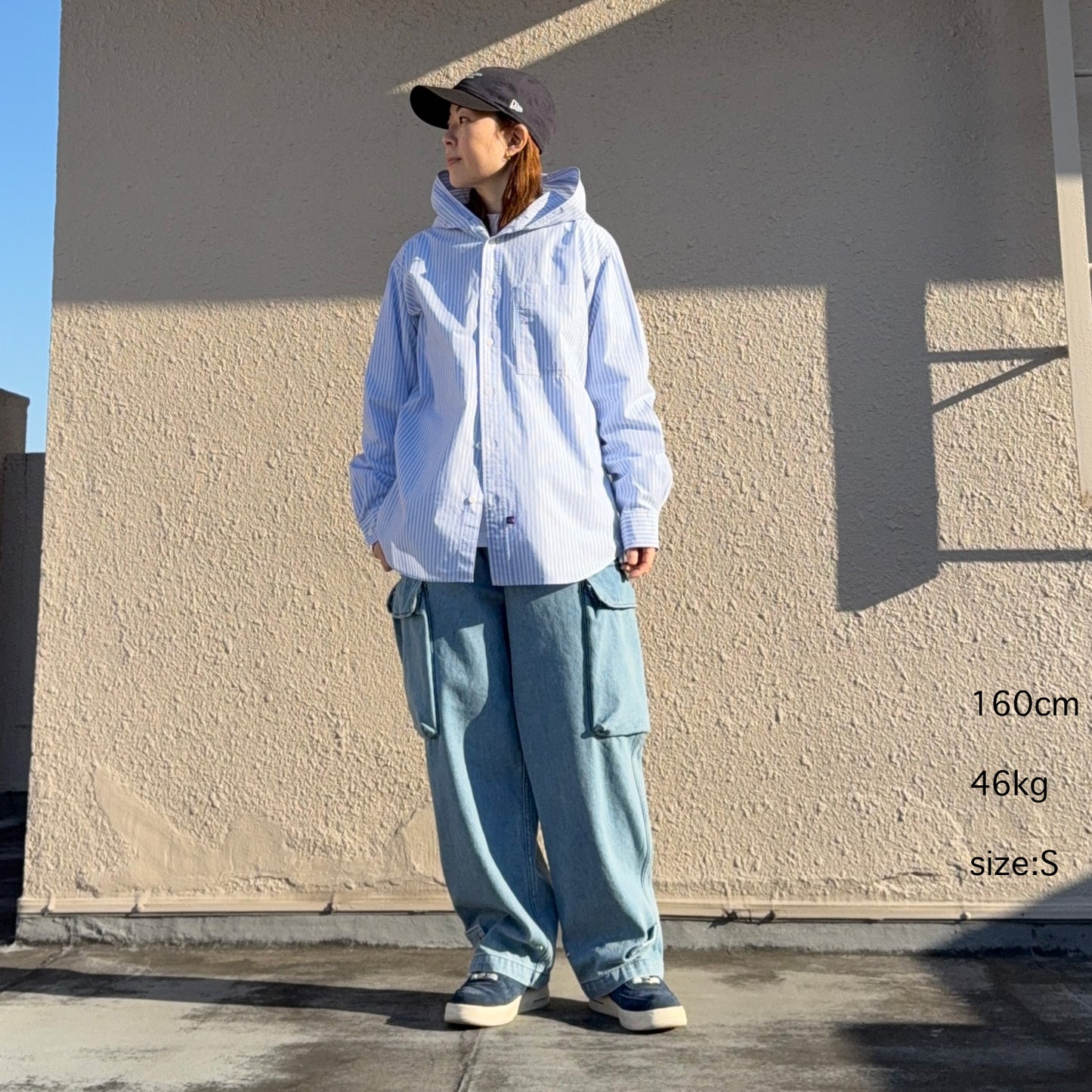 THE NORTH FACE PURPLE LABEL : Mountain Striped Hooded Shirt (Sax)