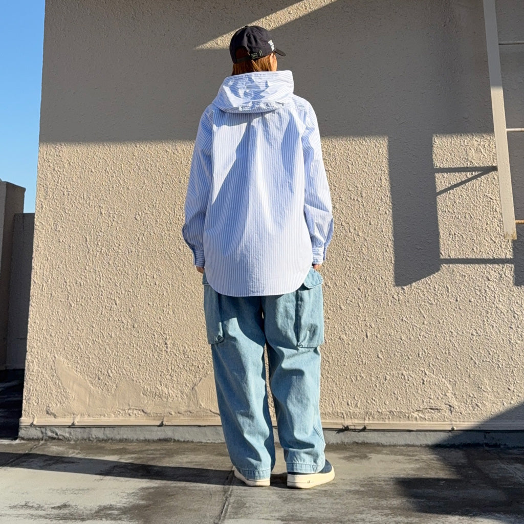 THE NORTH FACE PURPLE LABEL : Mountain Striped Hooded Shirt (Sax)