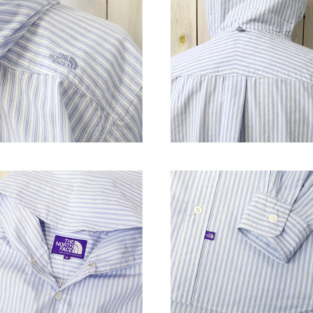 THE NORTH FACE PURPLE LABEL : Mountain Striped Hooded Shirt (Sax)