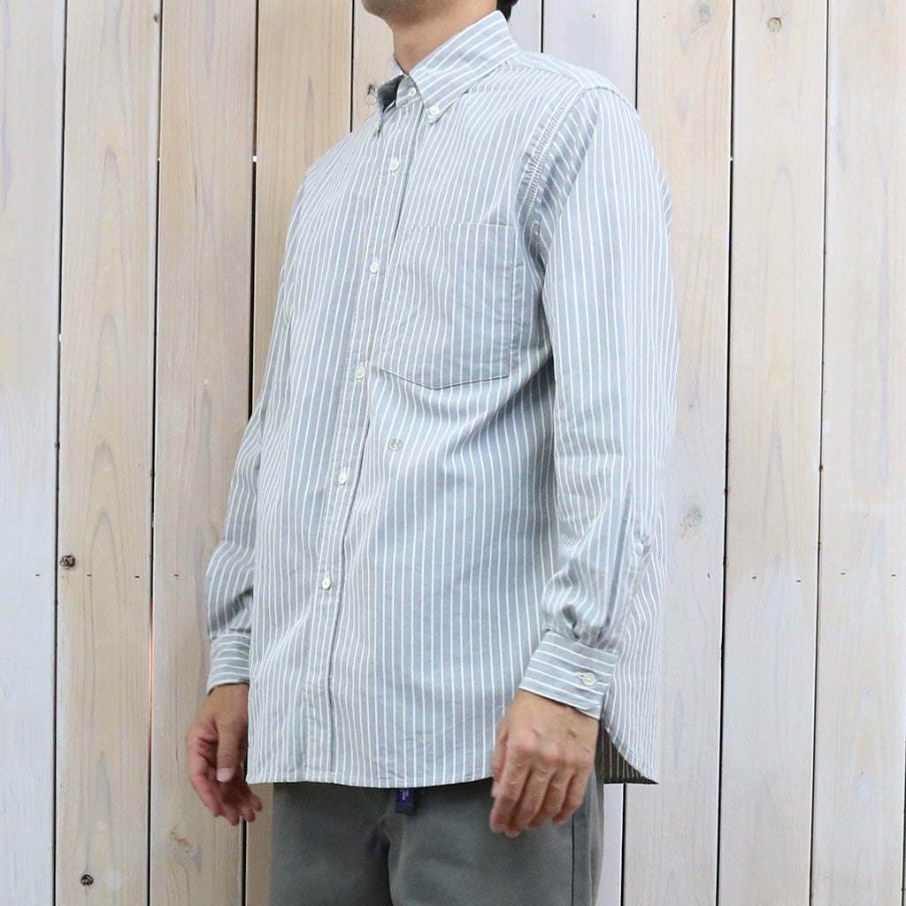 nanamica : Button Down Stripe Wind Shirt (Brown)
