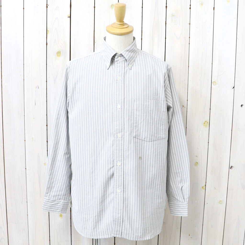 nanamica : Button Down Stripe Wind Shirt (Brown)