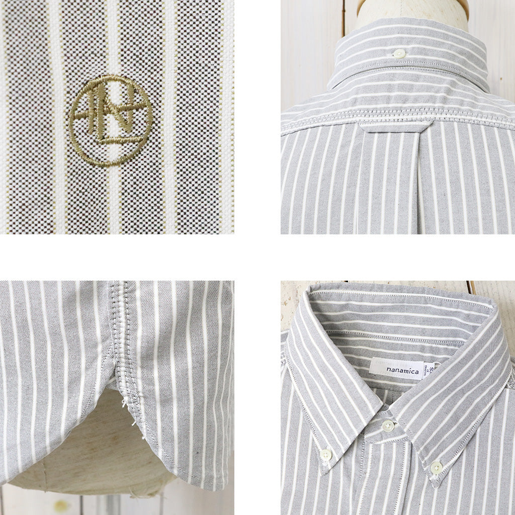 nanamica (ナナミカ) : Button Down Stripe Wind Shirt (Brown