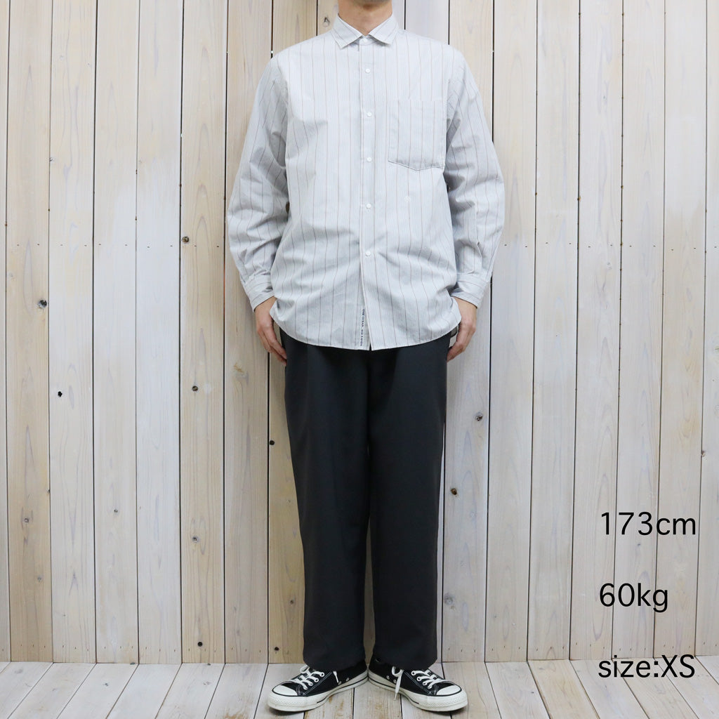 nanamica : Regular Collar Stripe Wind Shirt (Gray)