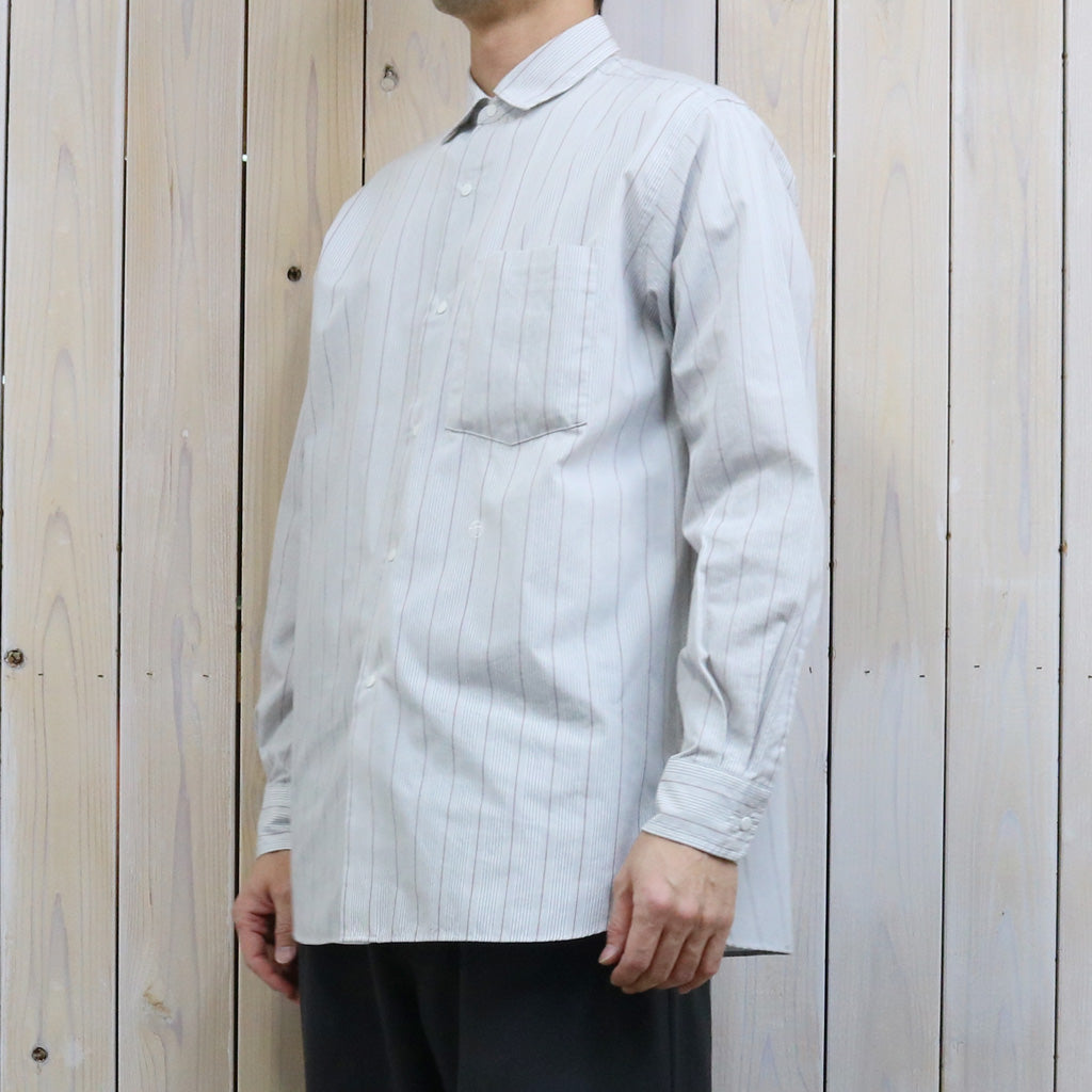 nanamica : Regular Collar Stripe Wind Shirt (Gray)
