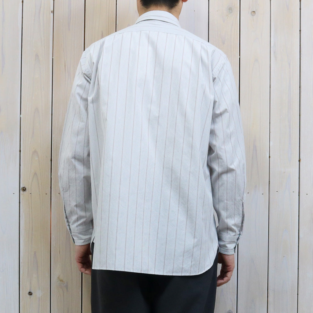 nanamica : Regular Collar Stripe Wind Shirt (Gray)