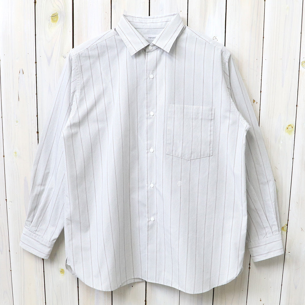nanamica : Regular Collar Stripe Wind Shirt (Gray)