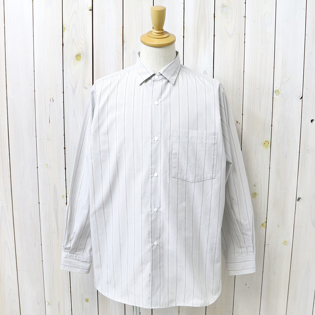 nanamica : Regular Collar Stripe Wind Shirt (Gray)