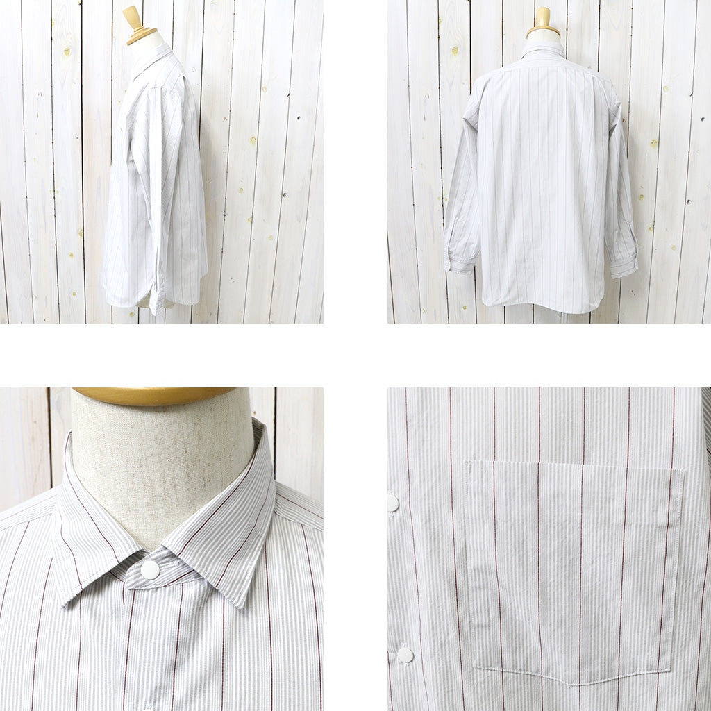 nanamica : Regular Collar Stripe Wind Shirt (Gray)