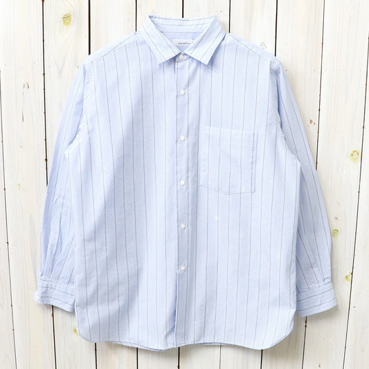 nanamica : Regular Collar Stripe Wind Shirt (Sax)