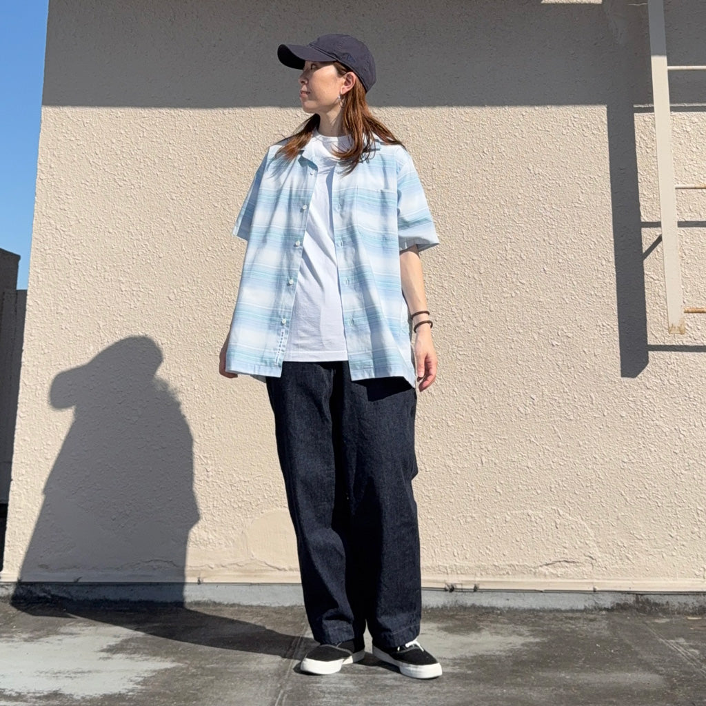 【SALE40%OFF】nanamica : Open Collar Pique S/S Shirt (Blue)