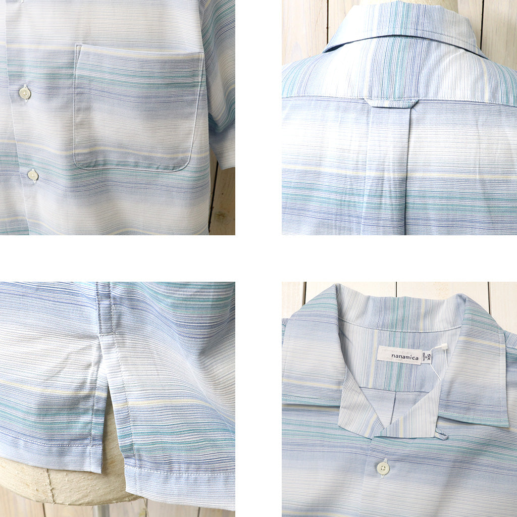 【SALE40%OFF】nanamica : Open Collar Pique S/S Shirt (Blue)