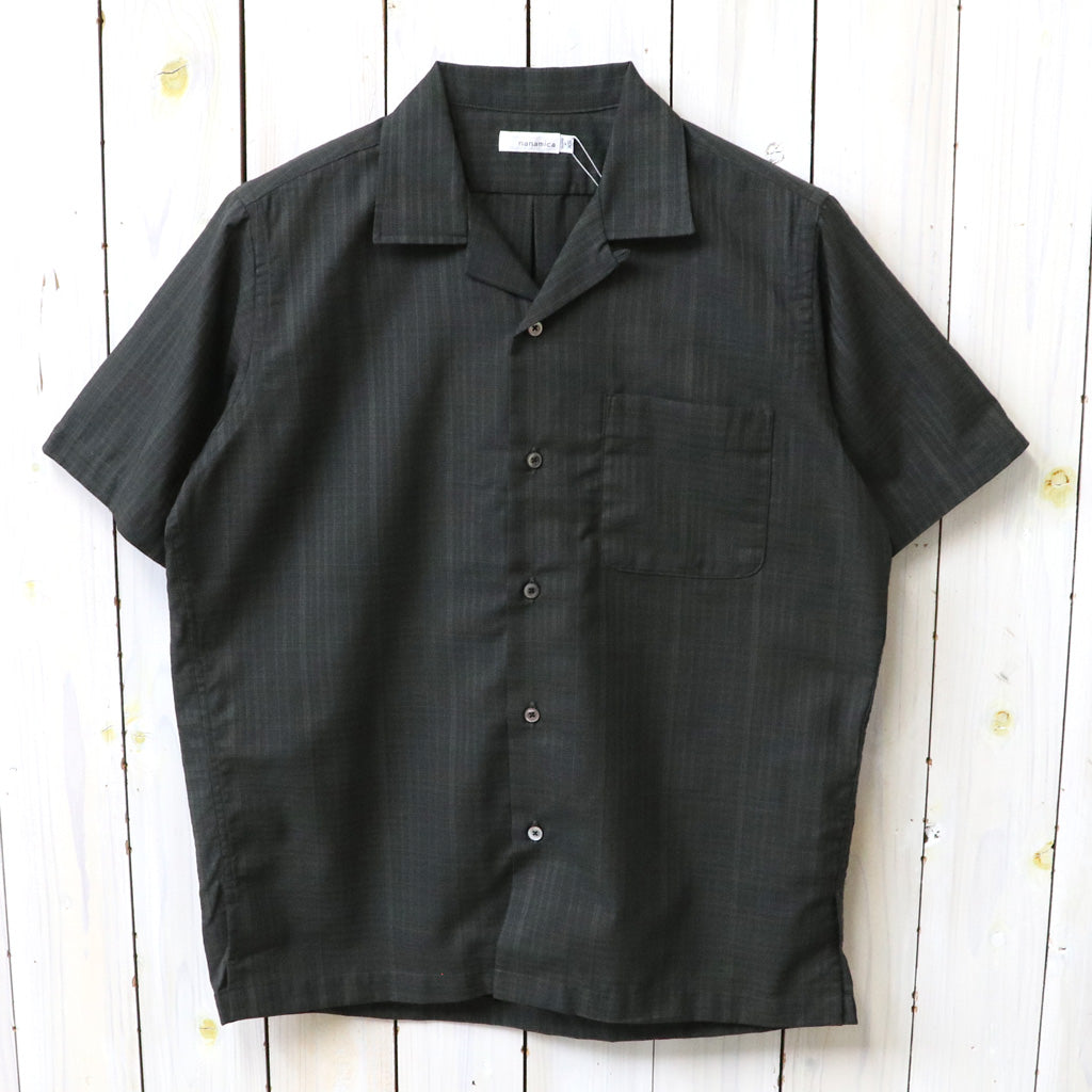 nanamica : Open Collar Panama S/S Shirt (Charcoal)