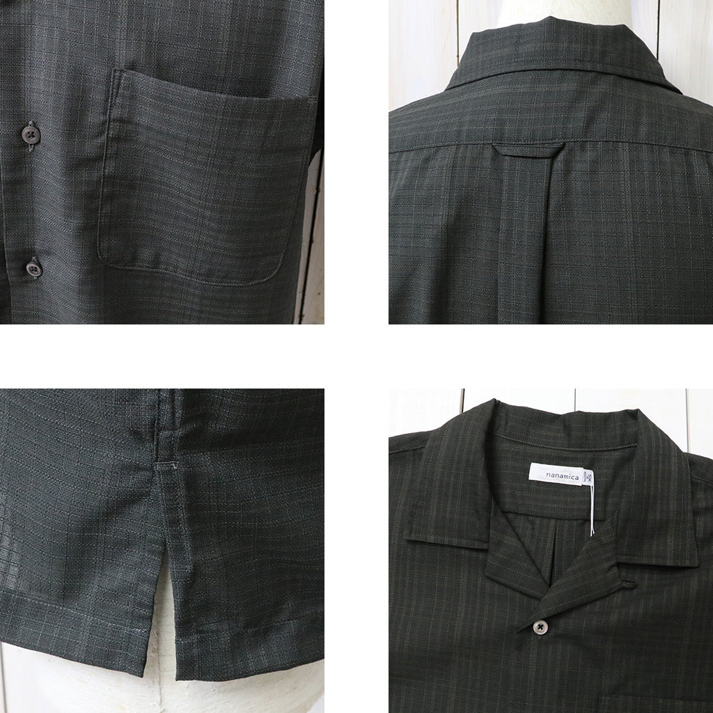 nanamica : Open Collar Panama S/S Shirt (Charcoal)