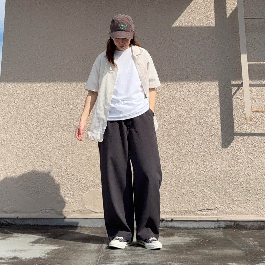 nanamica : Open Collar Panama S/S Shirt (Off White)