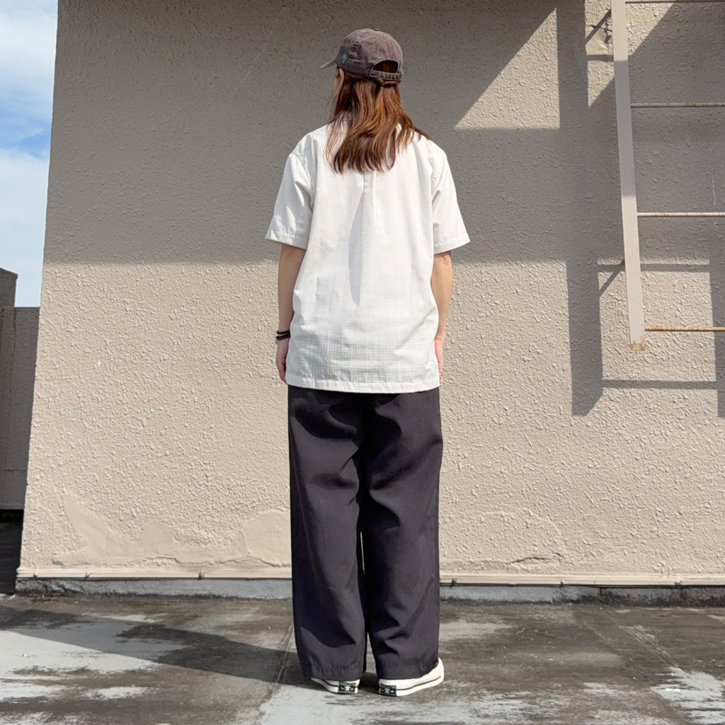 nanamica : Open Collar Panama S/S Shirt (Off White)