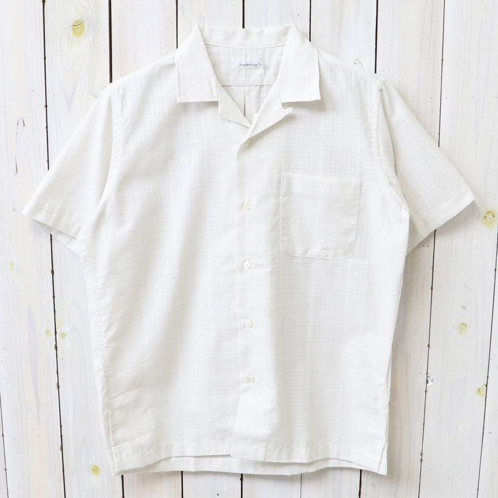 nanamica : Open Collar Panama S/S Shirt (Off White)