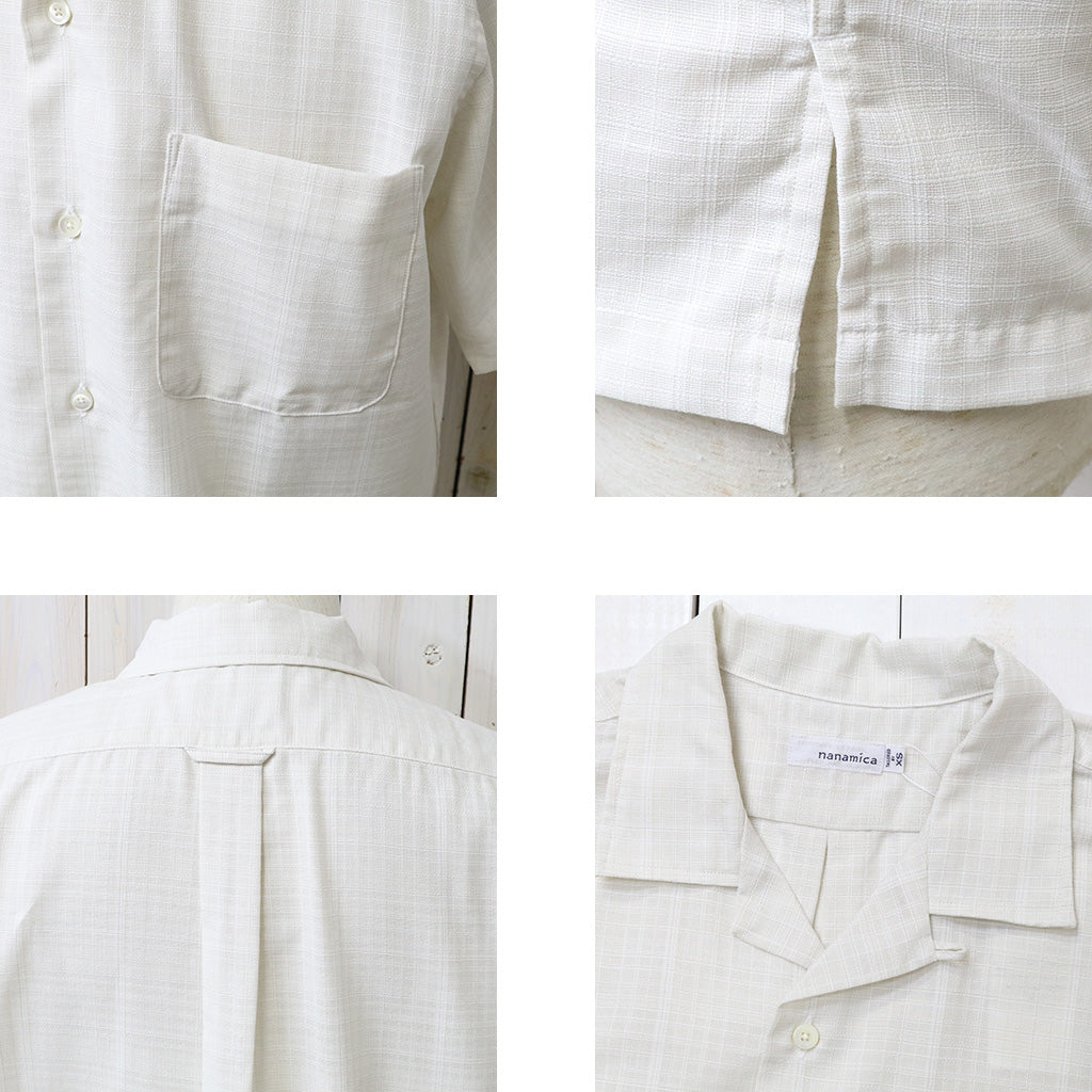 nanamica : Open Collar Panama S/S Shirt (Off White)