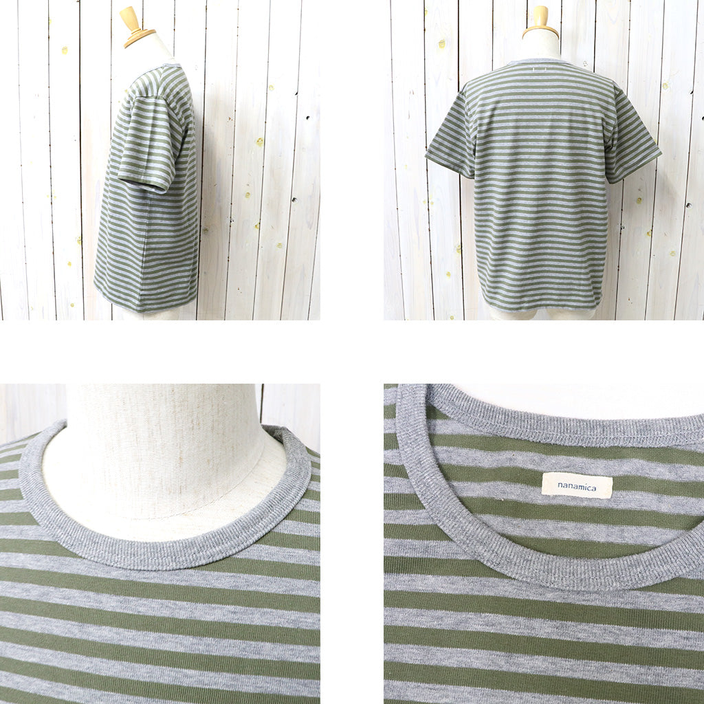 【SALE40%OFF】nanamica : COOLMAX Stripe Jersey Tee (Olive/Gray)