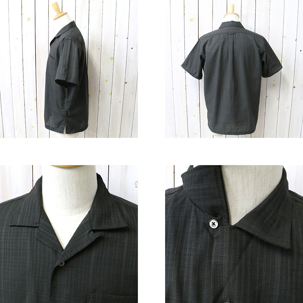 nanamica : Open Collar Panama S/S Shirt (Charcoal)