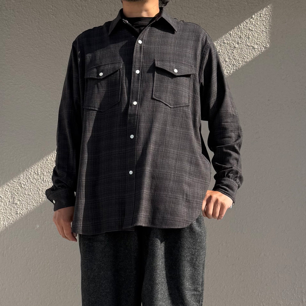 nanamica : Regular Collar Wool Plaid Shirt
