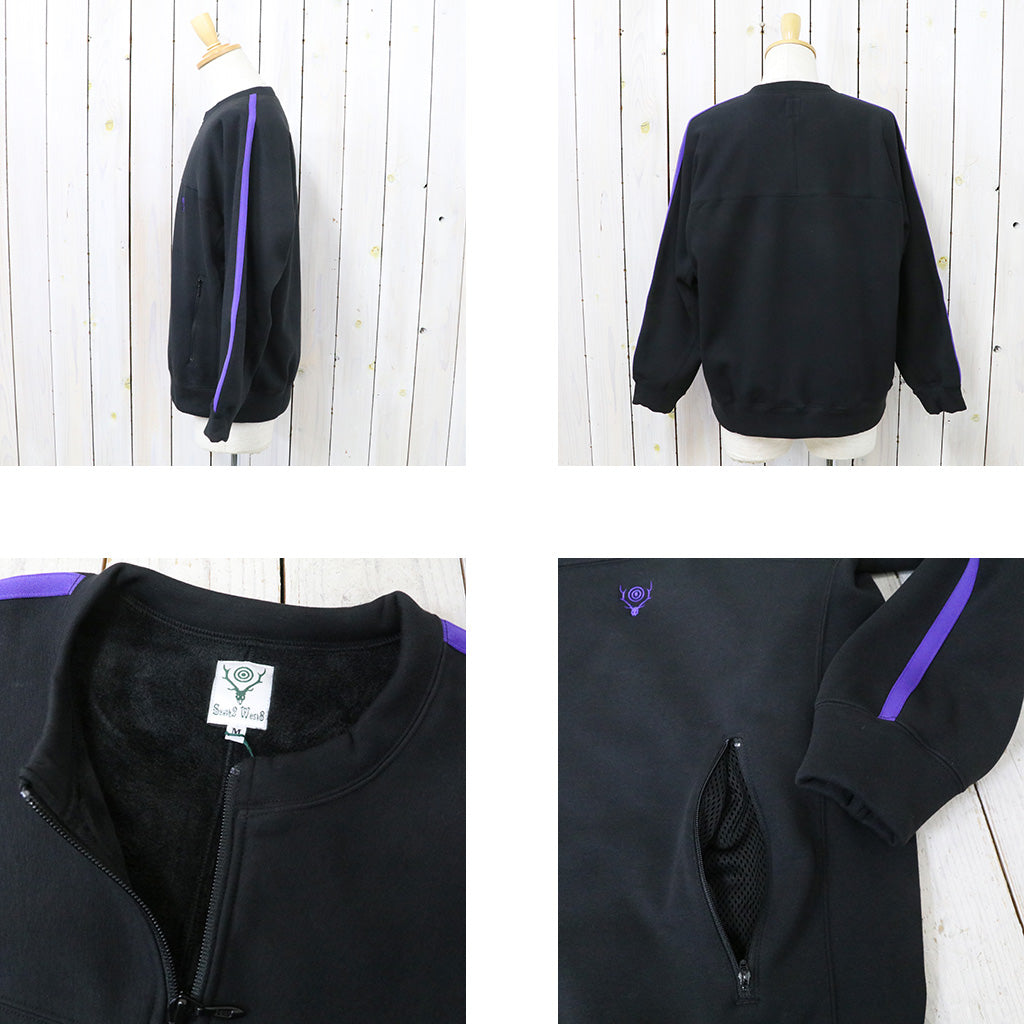 SOUTH2 WEST8『Trainer Crew Shirt-PE/C/PU Fleece Lined Jersey』(Black)