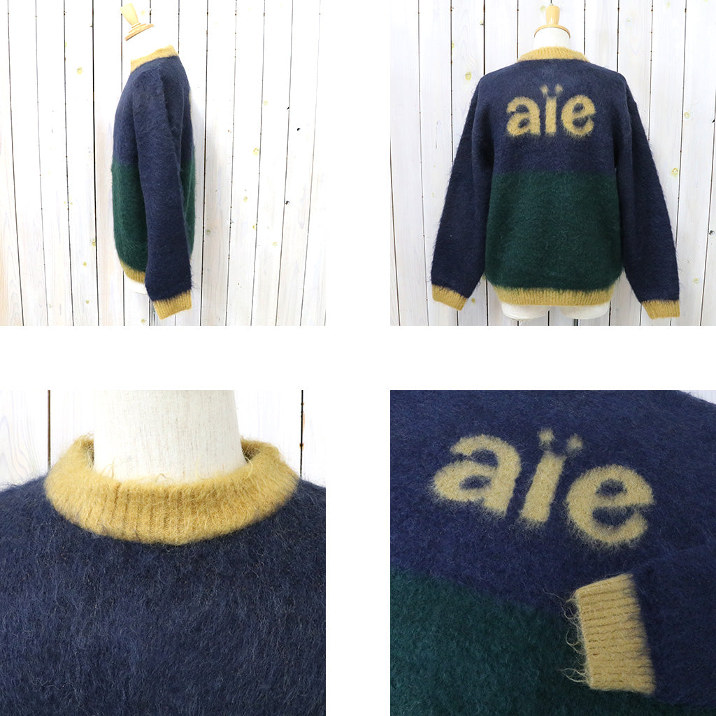 AiE『Mohair Mock Neck Sweater-Color Panel』(Navy/Green)