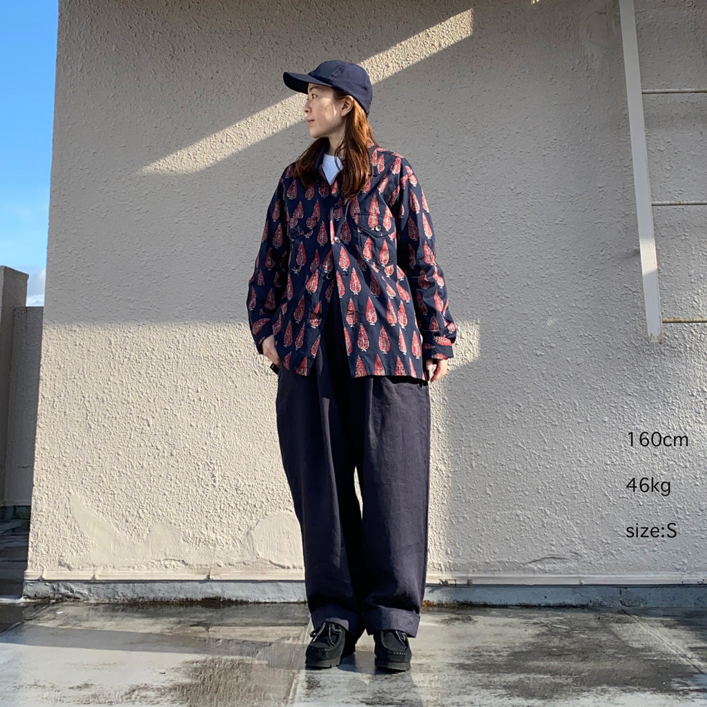 SOUTH2 WEST8『Smokey Shirt-Cotton Cloth/Batik Printed』(Navy)