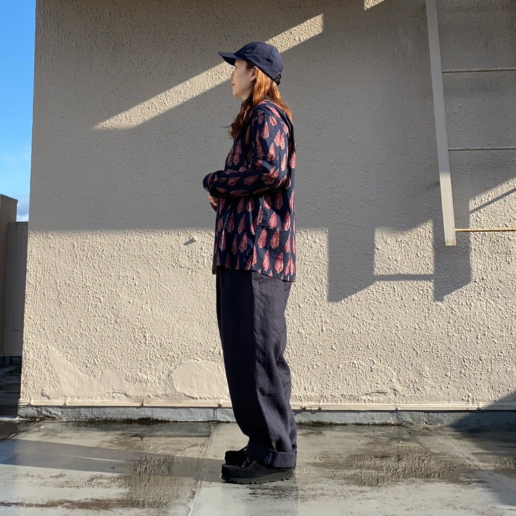 SOUTH2 WEST8『Smokey Shirt-Cotton Cloth/Batik Printed』(Navy)