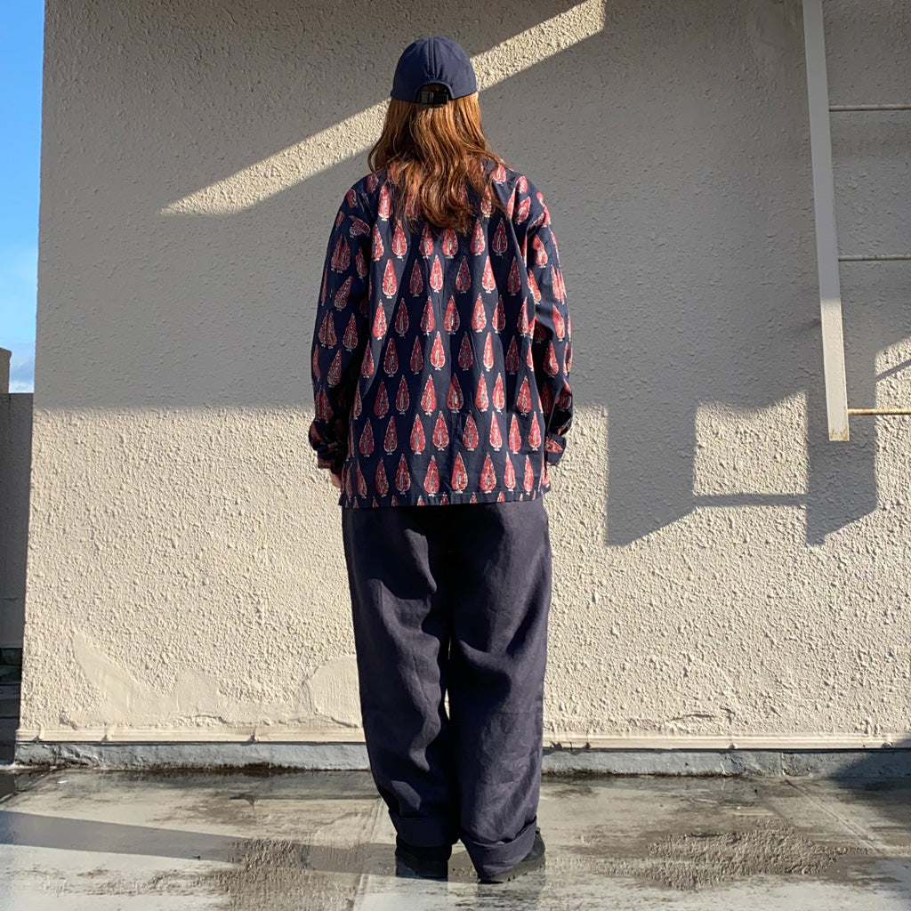 SOUTH2 WEST8『Smokey Shirt-Cotton Cloth/Batik Printed』(Navy)