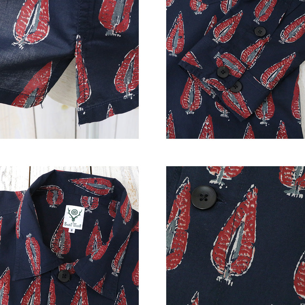 SOUTH2 WEST8『Smokey Shirt-Cotton Cloth/Batik Printed』(Navy)