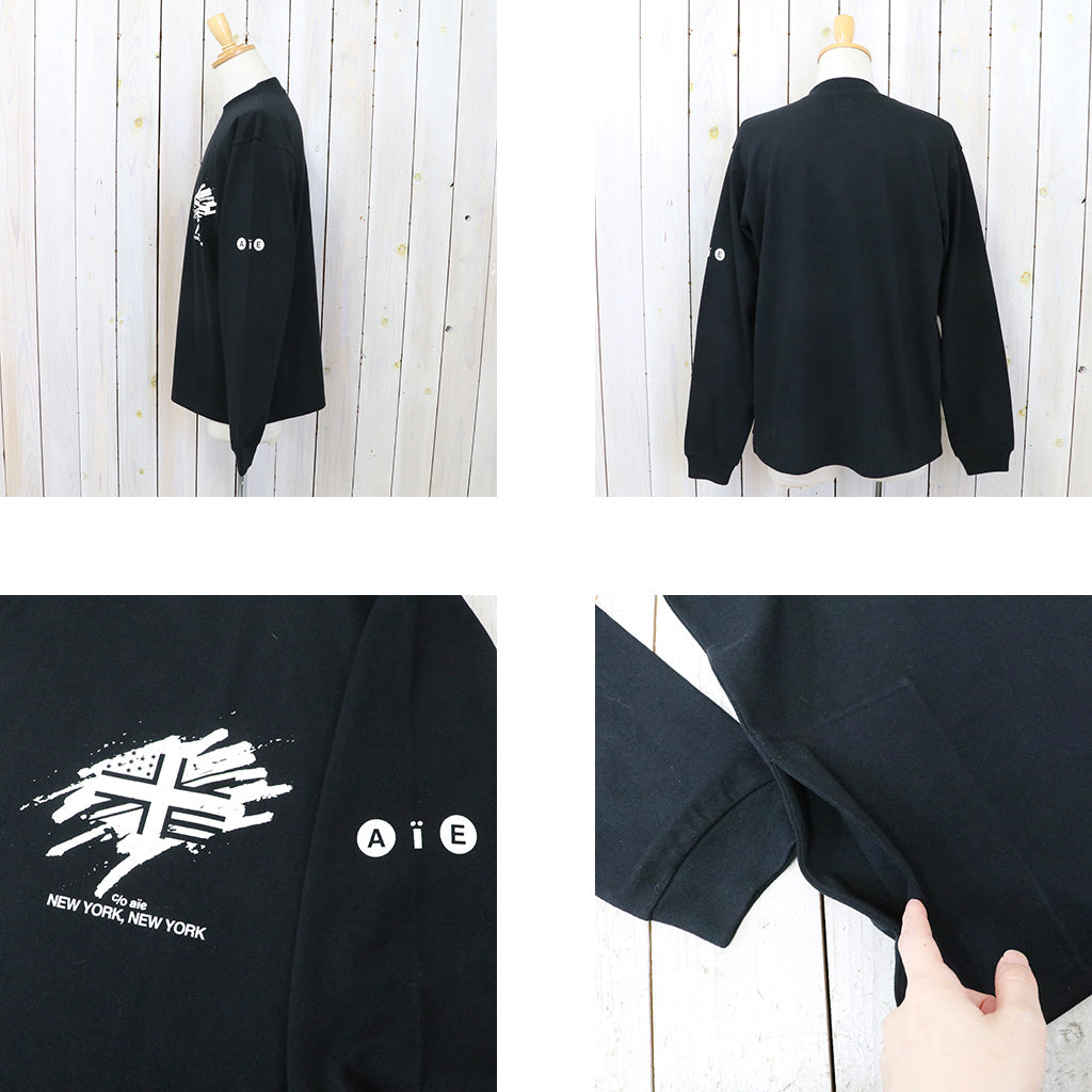 AiE『Mock Neck L/S Tee-Cotton Jersey/UNION JACK』(Black)