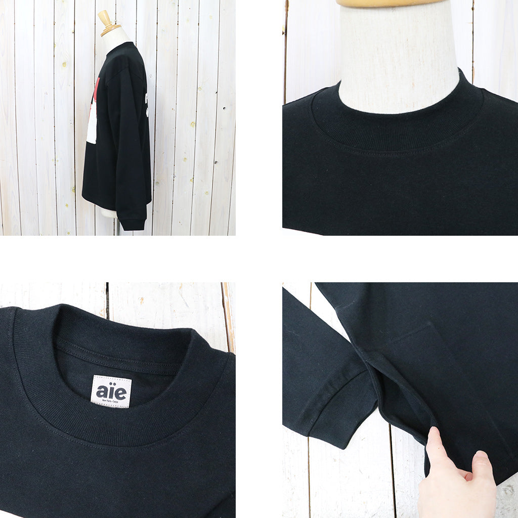 【SALE50%OFF】AiE『Mock Neck L/S Tee-Cotton Jersey/AIE』(Black)