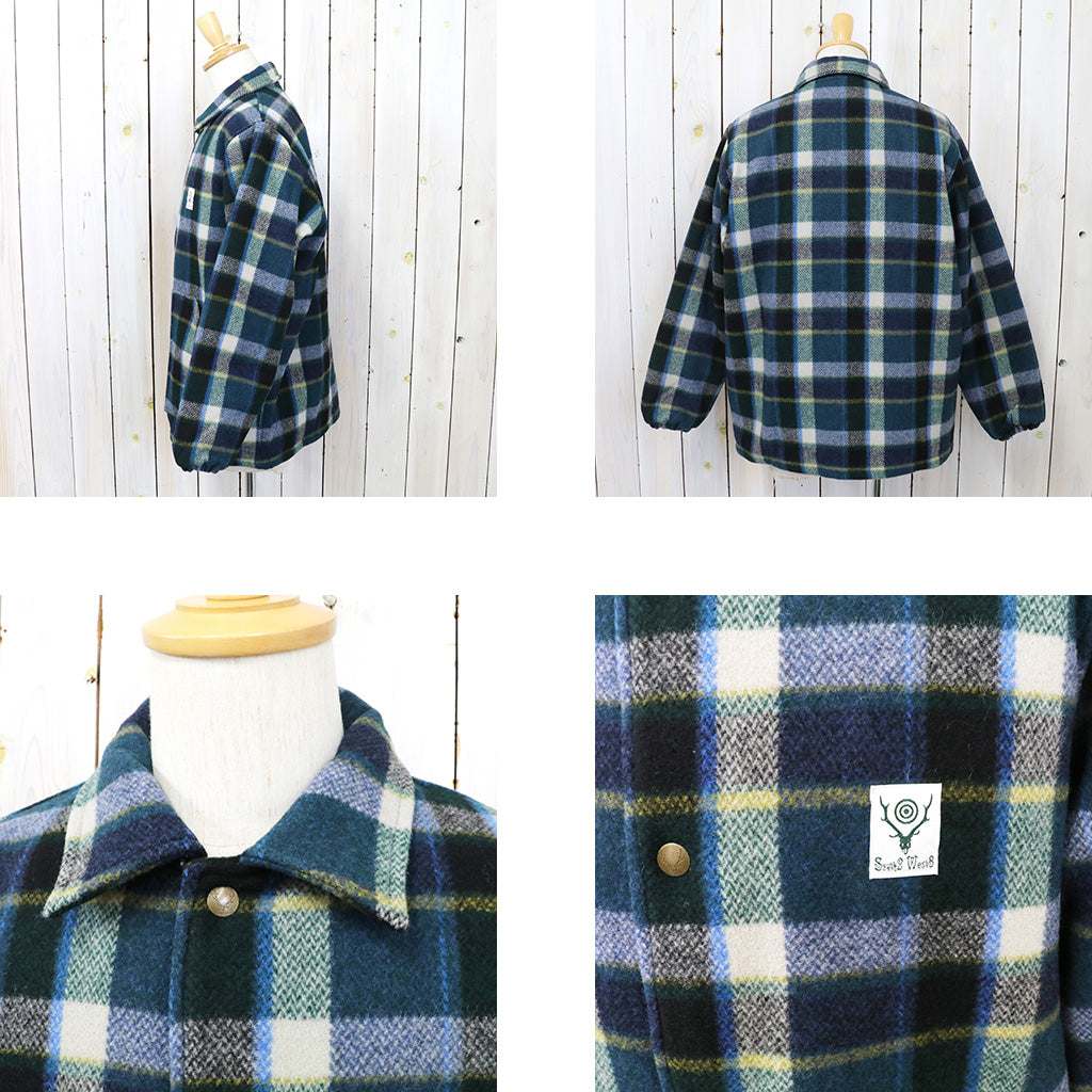 SOUTH2 WEST8『Coach Jacket-Wool Melton Plaid』(Green)