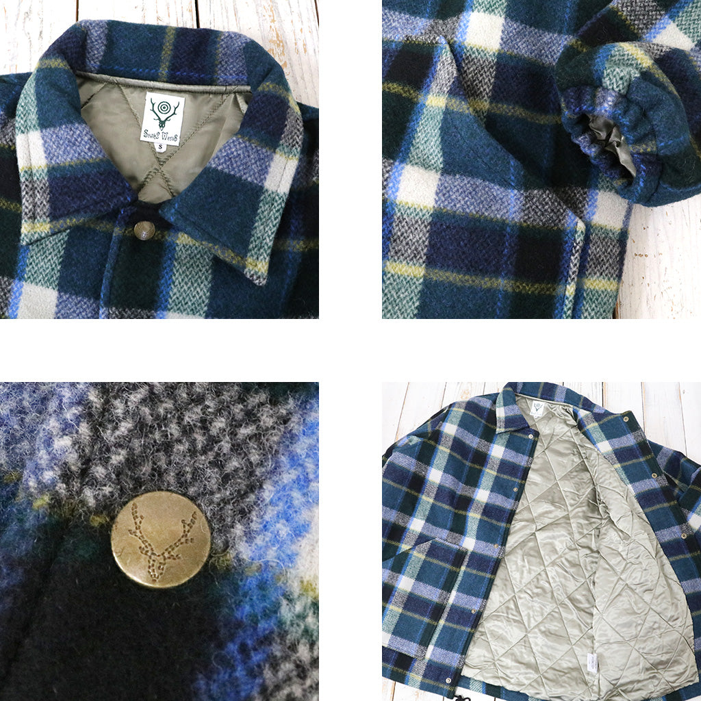 SOUTH2 WEST8『Coach Jacket-Wool Melton Plaid』(Green)